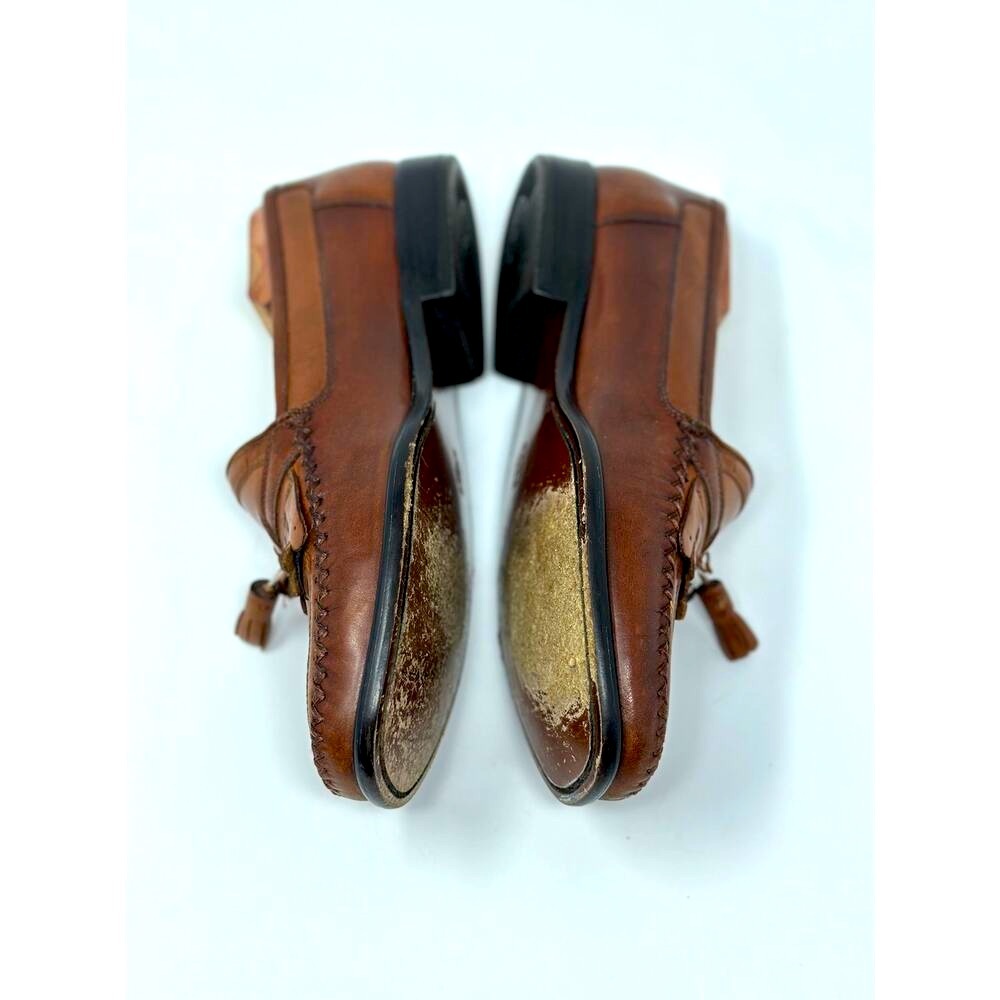 GIORGIO BRUTINI Men’s Size 8 Le Glove Loafers Brown Leather Kiltie Tassel Shoes - Picture 6 of 13